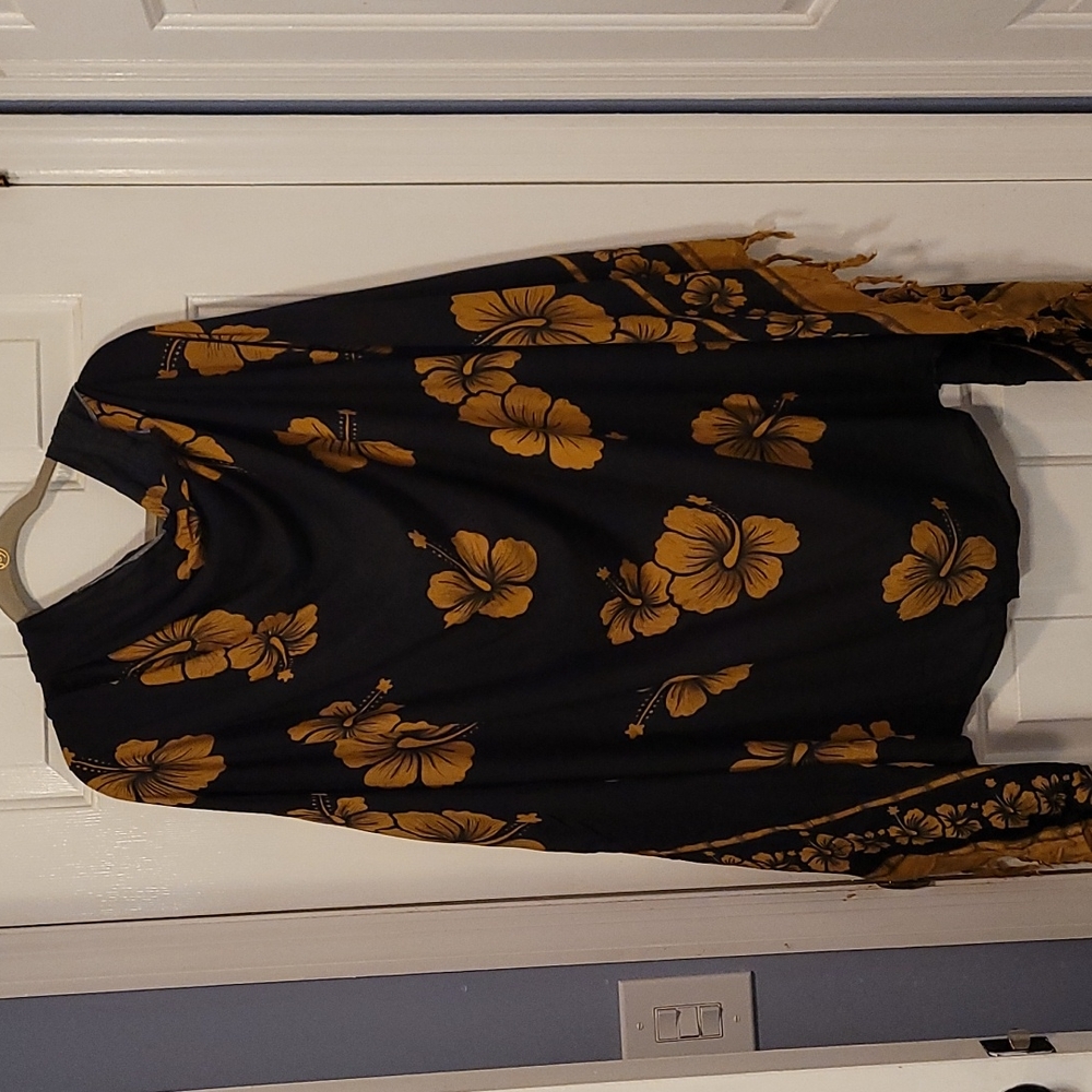 1WorldSarong black with brown flowers